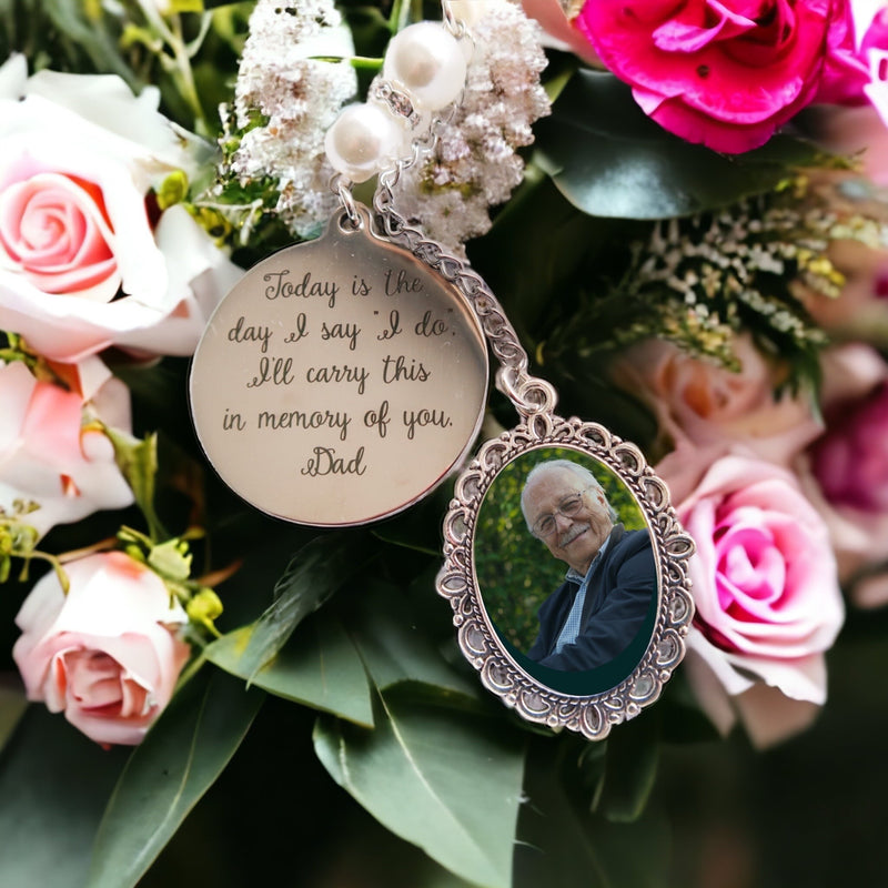 Bouquet Photo Charm For Bride - In Memory Of Mum Flower Charm - Photo Bouquet Memory Charm - Memory Charm For Bridal Bouquet