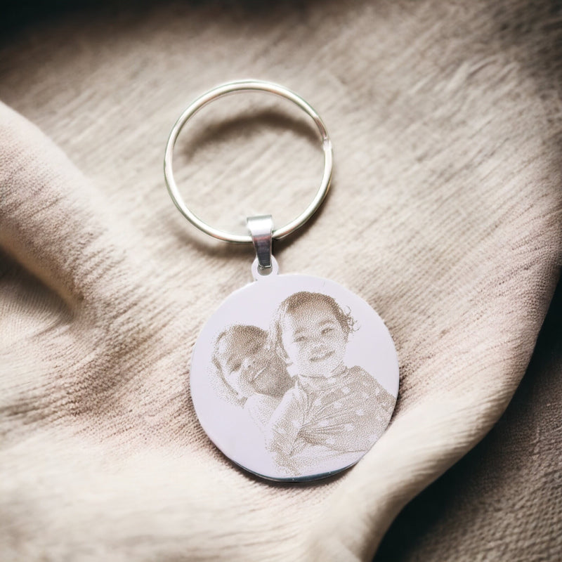 Engraved Photo Stainless Steel Keyring