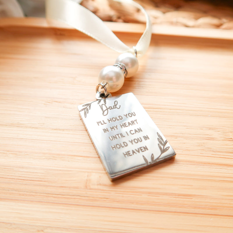 Wedding Bouquet Photo Memory Charm - I’ll Hold You In My Heart - Bridal Pendant Memorial Remembrance Jewellery Family