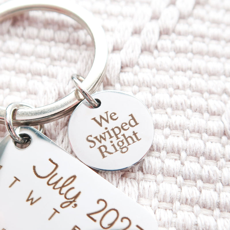 Swiped Right Valentines Day Gift Keyring / Gift For Him / Engraved Keyring