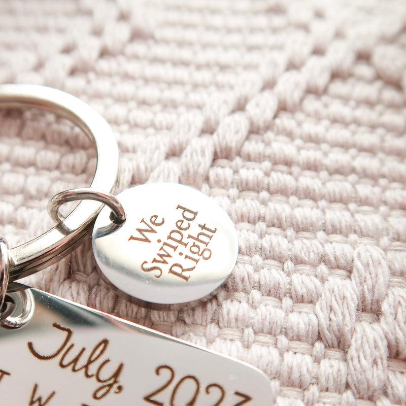 Swiped Right Valentines Day Gift Keyring / Gift For Him / Engraved Keyring