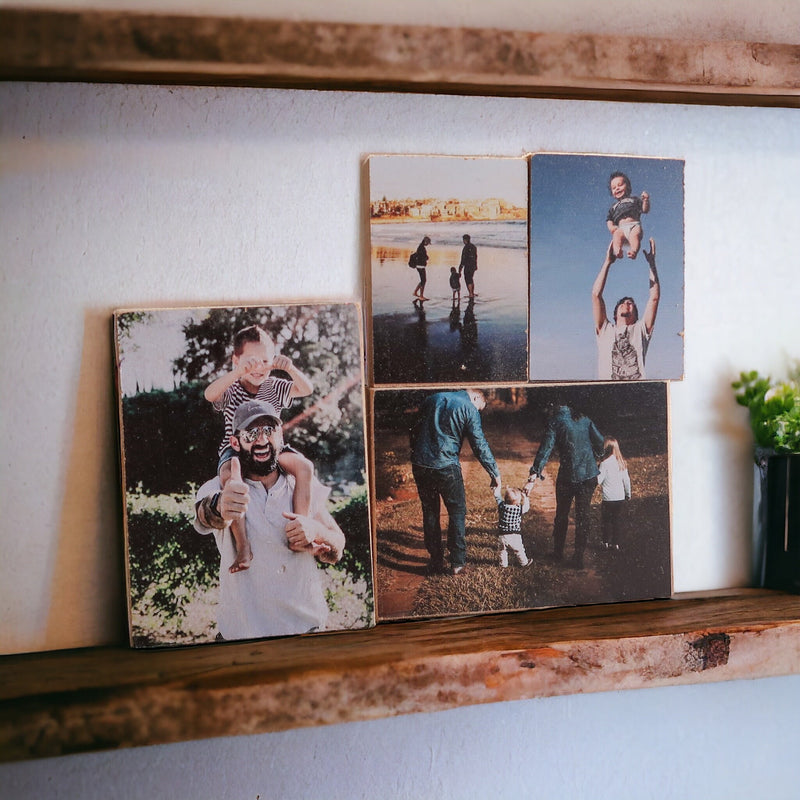 Personalised Wood Photo Blocks - Photos On Wood - Anniversary Valentines Day Gift