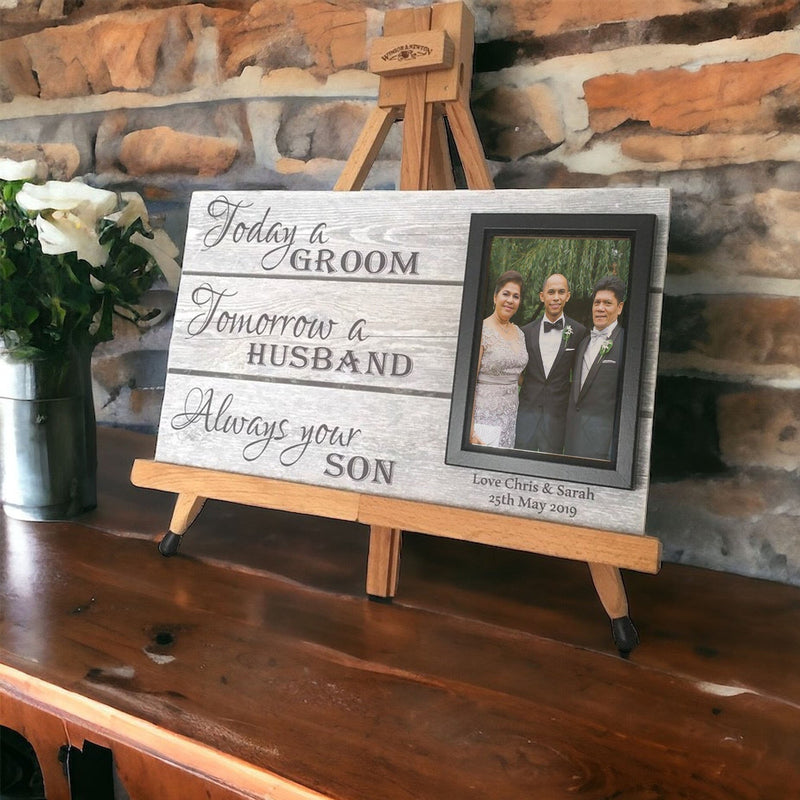 Thank You Gift For Parents Of The Groom - Personalised Photo Frame Sign For Grooms Parents