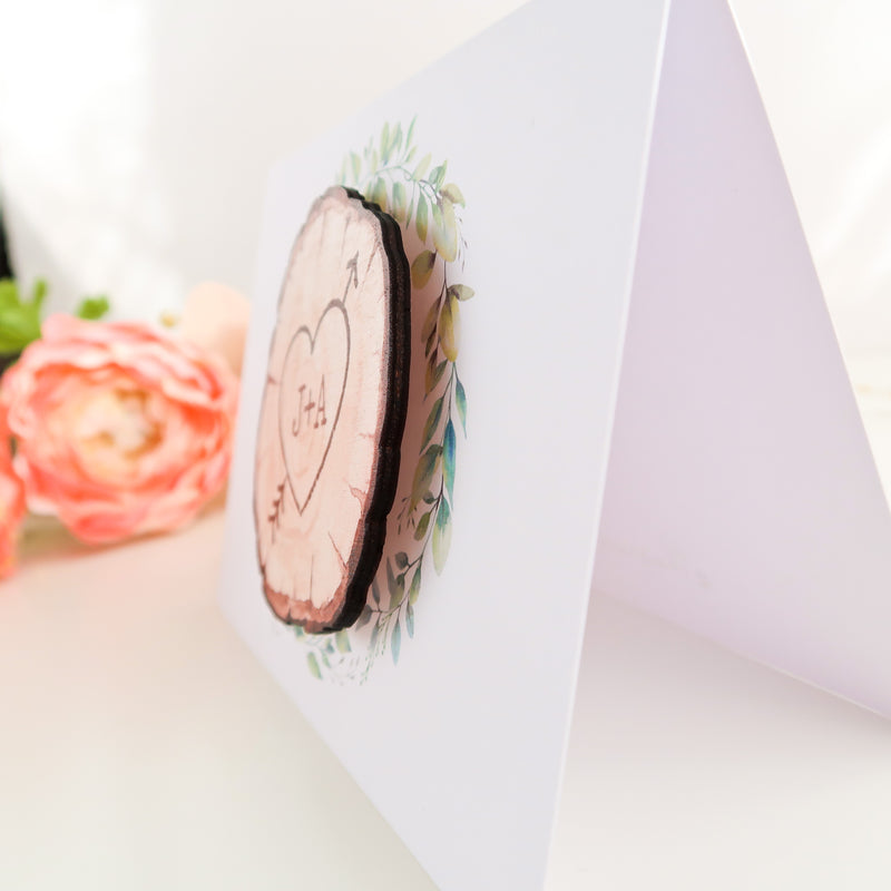 Valentines Day Card For Boyfriend -  Card For Him - Valentines Day Gift - Personalised Log Slice - Log Slice Decoration - Gift For Him
